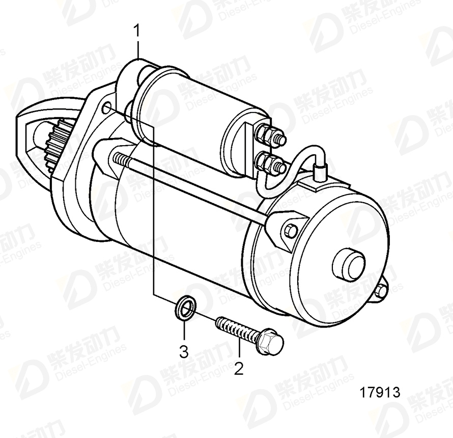 VOLVO Starter motor, exch 3803517 Drawing